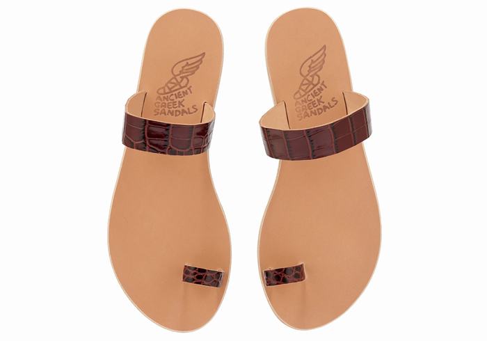 Women Ancient Greek Sandals Thalia Toe-Post Sandals Dark Red Black | ATM748ZF