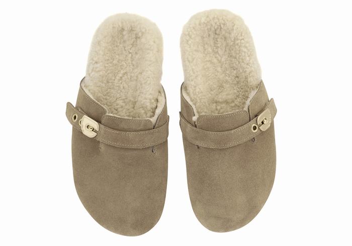 Women Ancient Greek Sandals Vasilitsa Slippers Grey Brown | NUN7435JK