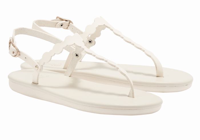 Women Ancient Greek Sandals Velos Flip Flop Back-Strap Sandals White | WJM2158XY