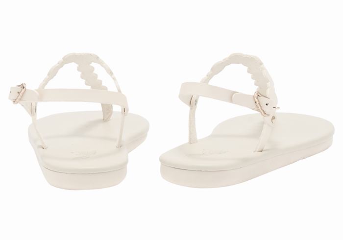 Women Ancient Greek Sandals Velos Flip Flop Back-Strap Sandals White | WJM2158XY