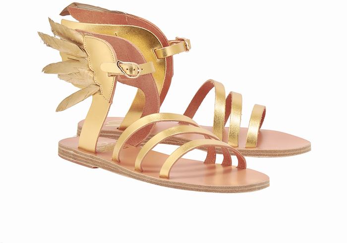 Women Ancient Greek Sandals Victory Of Samothrace Ankle Strap Sandals Gold | JUO273II