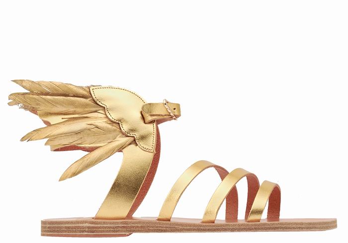 Women Ancient Greek Sandals Victory Of Samothrace Ankle Strap Sandals Gold | JUO273II