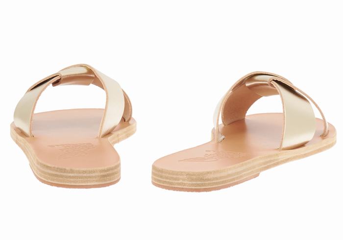 Women Ancient Greek Sandals Whitney Slide Sandals Gold White | EAQ5397US