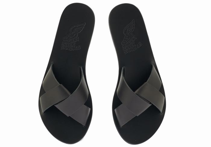 Women Ancient Greek Sandals Whitney Slide Sandals Black | URA3811WJ