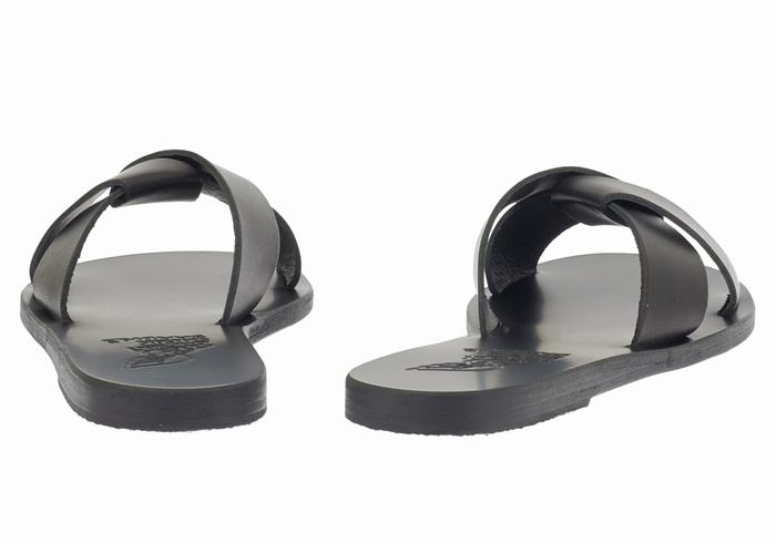 Women Ancient Greek Sandals Whitney Slide Sandals Black | URA3811WJ