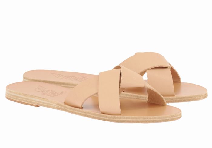 Women Ancient Greek Sandals Whitney Slide Sandals Beige | TVQ9752FL