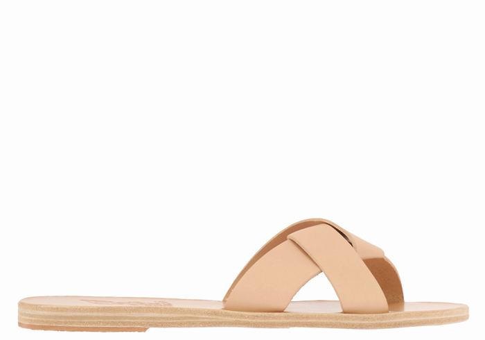 Women Ancient Greek Sandals Whitney Slide Sandals Beige | TVQ9752FL